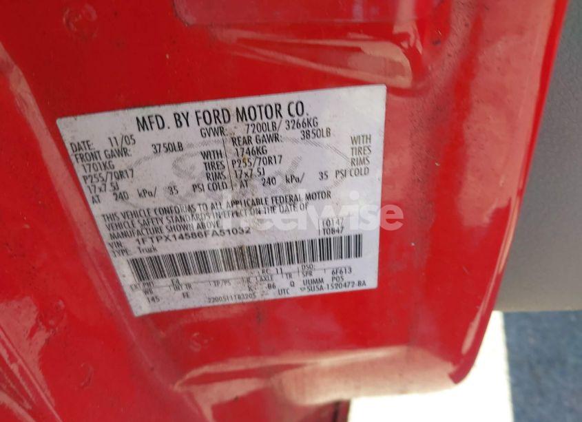 Photo 9 of 2006 Ford F-150 FX4/LARIAT/XL/XLT (VIN 1FTPX14586FA51032)