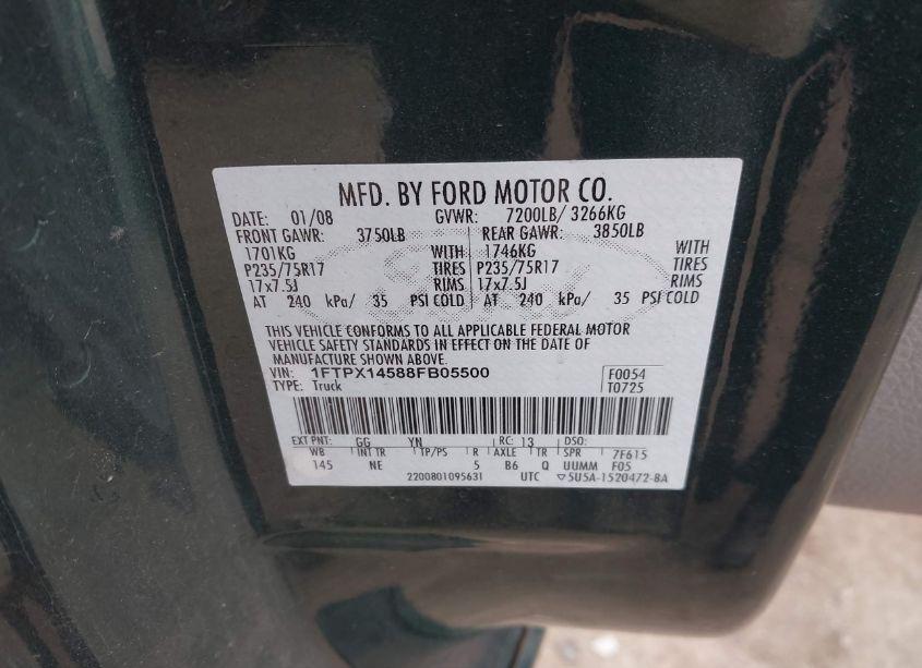 Photo 9 of 2008 Ford F-150 FX4/LARIAT/XL/XLT (VIN 1FTPX14588FB05500)