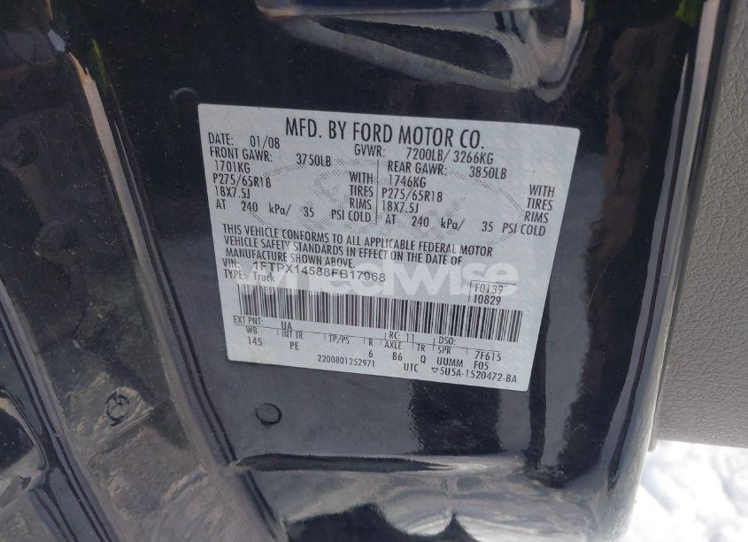 Photo 9 of 2008 Ford F-150 FX4/LARIAT/XL/XLT (VIN 1FTPX14588FB17968)