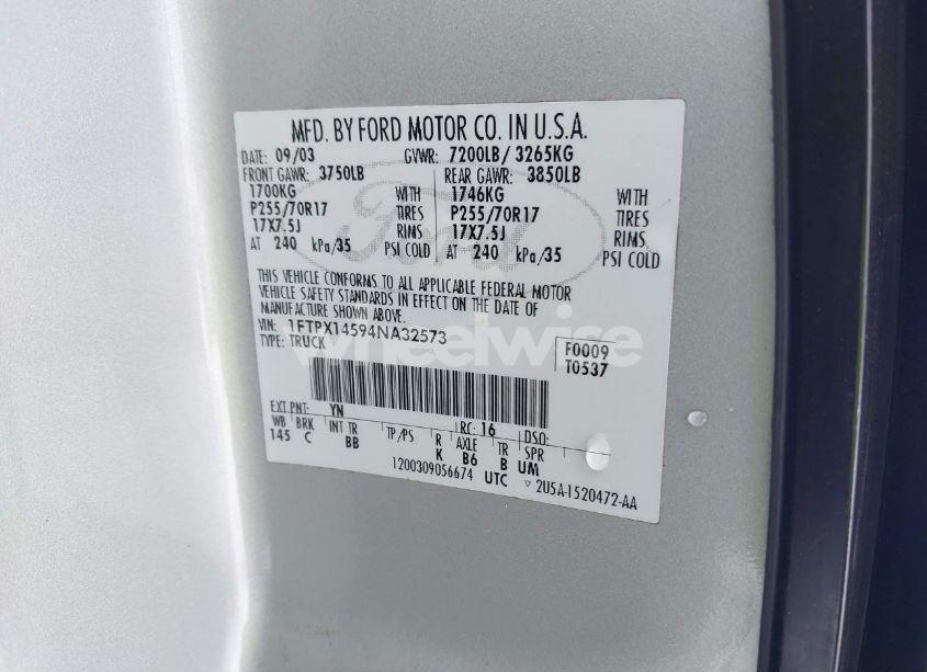 Photo 9 of 2004 Ford F-150 FX4/LARIAT/XL/XLT (VIN 1FTPX14594NA32573)