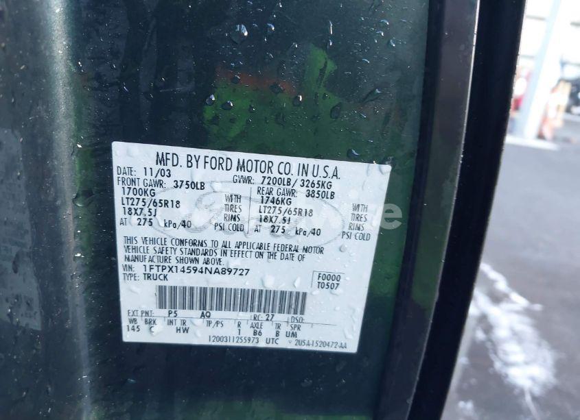 Photo 9 of 2004 Ford F-150 FX4/LARIAT/XL/XLT (VIN 1FTPX14594NA89727)