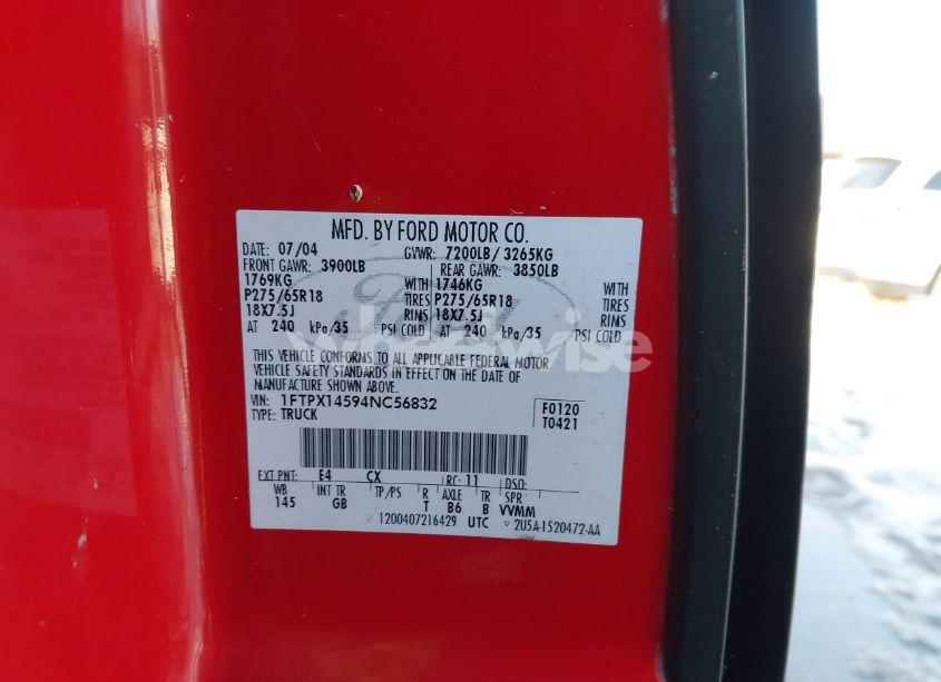 Photo 9 of 2004 Ford F-150 FX4/LARIAT/XL/XLT (VIN 1FTPX14594NC56832)