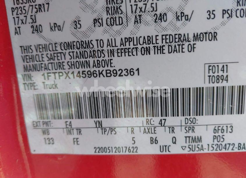 Photo 9 of 2006 Ford F-150 FX4/LARIAT/XL/XLT (VIN 1FTPX14596KB92361)