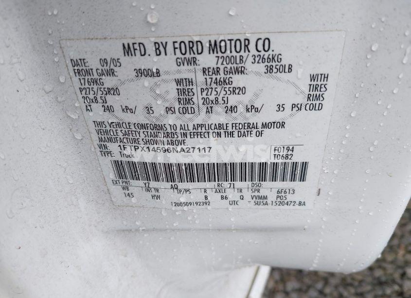 Photo 9 of 2006 Ford F-150 FX4/LARIAT/XL/XLT (VIN 1FTPX14596NA27117)