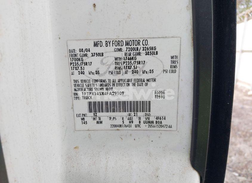 Photo 9 of 2004 Ford F-150 FX4/LARIAT/XL/XLT (VIN 1FTPX145X4FA29109)