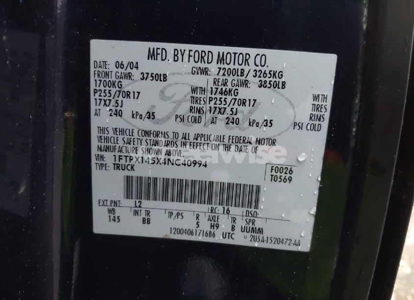 Photo 9 of 2004 Ford F-150 FX4/LARIAT/XL/XLT (VIN 1FTPX145X4NC40994)