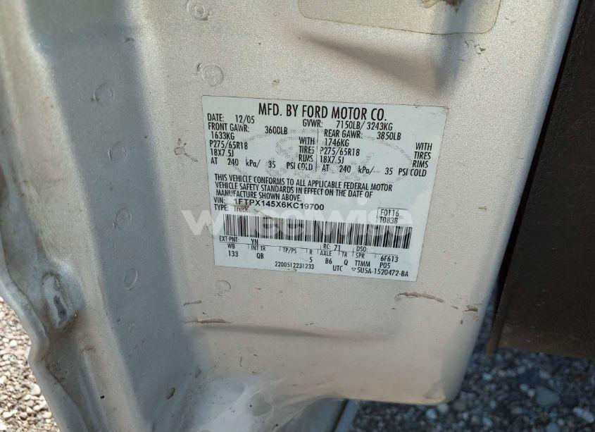 Photo 9 of 2006 Ford F-150 FX4/LARIAT/XL/XLT (VIN 1FTPX145X6KC19700)