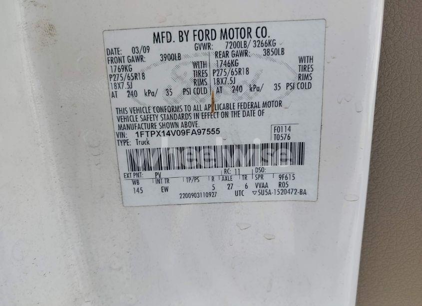 Photo 9 of 2009 Ford F-150 (VIN 1FTPX14V09FA97555)