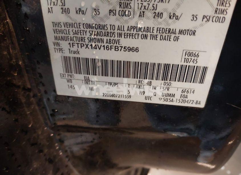 Photo 9 of 2006 Ford F-150 FX4/LARIAT/XL/XLT (VIN 1FTPX14V16FB75966)