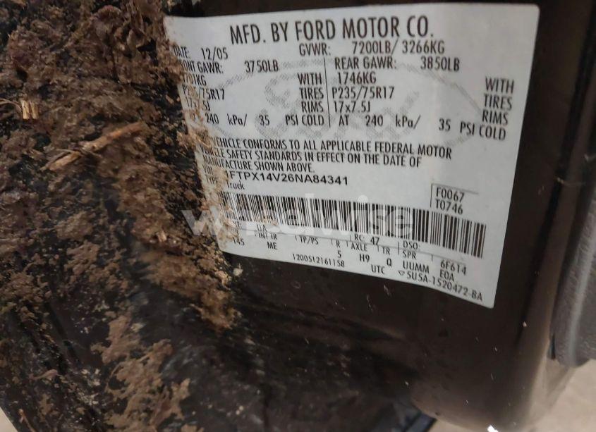 Photo 9 of 2006 Ford F-150 FX4/LARIAT/XL/XLT (VIN 1FTPX14V26NA84341)