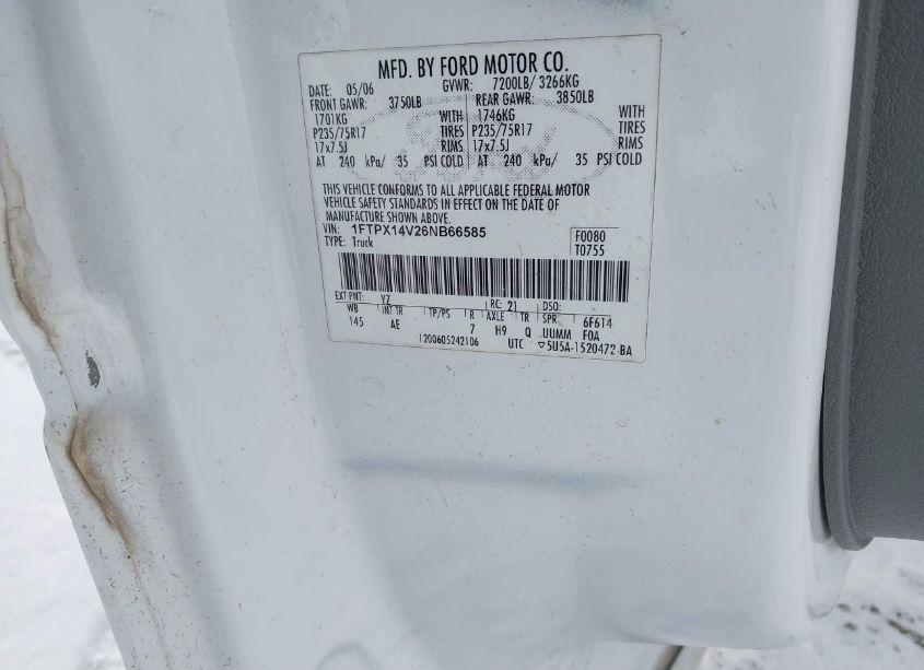 Photo 9 of 2006 Ford F-150 FX4/LARIAT/XL/XLT (VIN 1FTPX14V26NB66585)