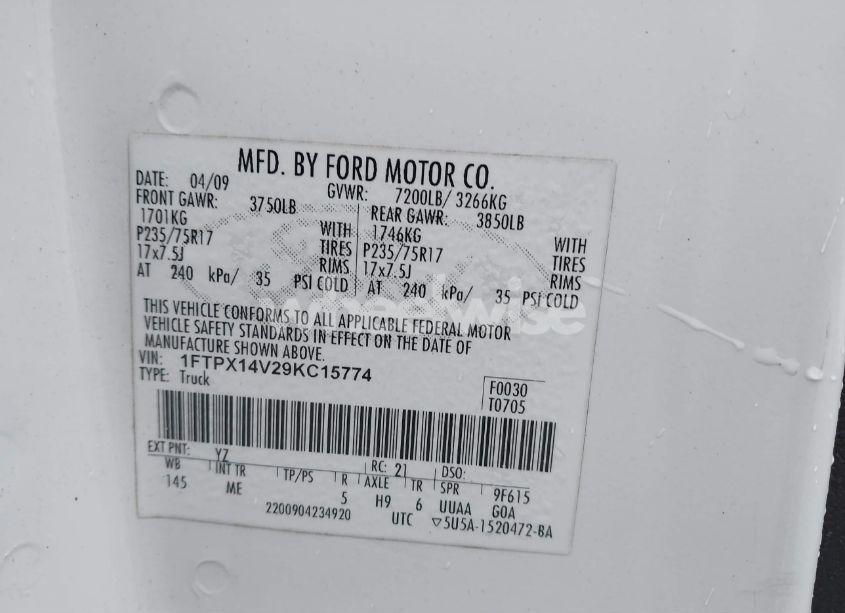 Photo 9 of 2009 Ford F-150 FX4/LARIAT/XL/XLT (VIN 1FTPX14V29KC15774)