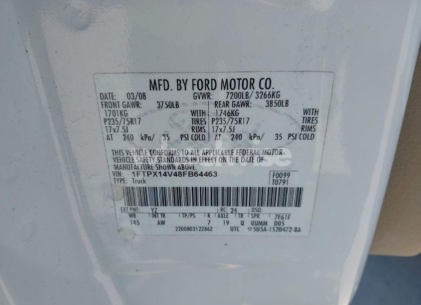 Photo 9 of 2008 Ford F-150 FX4/LARIAT/XL/XLT (VIN 1FTPX14V48FB64463)