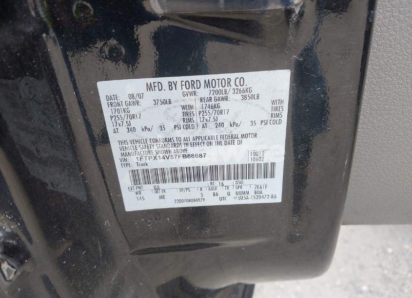 Photo 9 of 2007 Ford F-150 FX4/LARIAT/XL/XLT (VIN 1FTPX14V57FB88687)