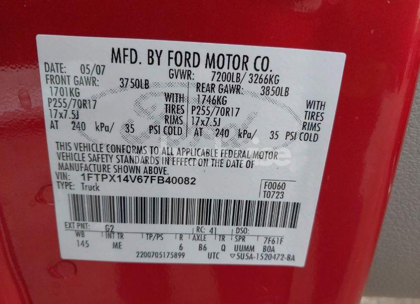 Photo 9 of 2007 Ford F-150 FX4/LARIAT/XL/XLT (VIN 1FTPX14V67FB40082)