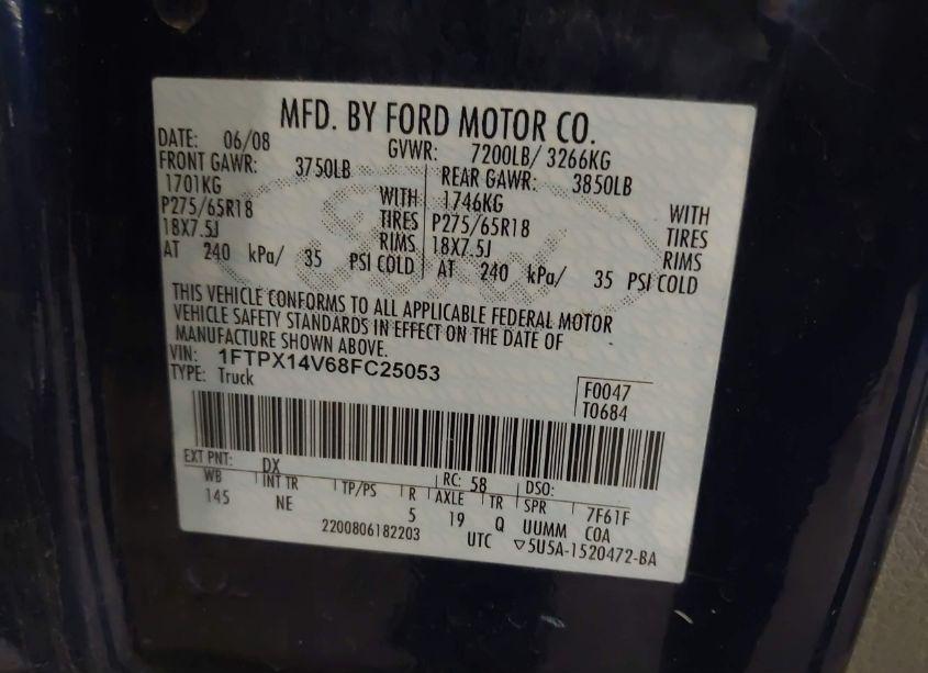 Photo 9 of 2008 Ford F-150 FX4/LARIAT/XL/XLT (VIN 1FTPX14V68FC25053)