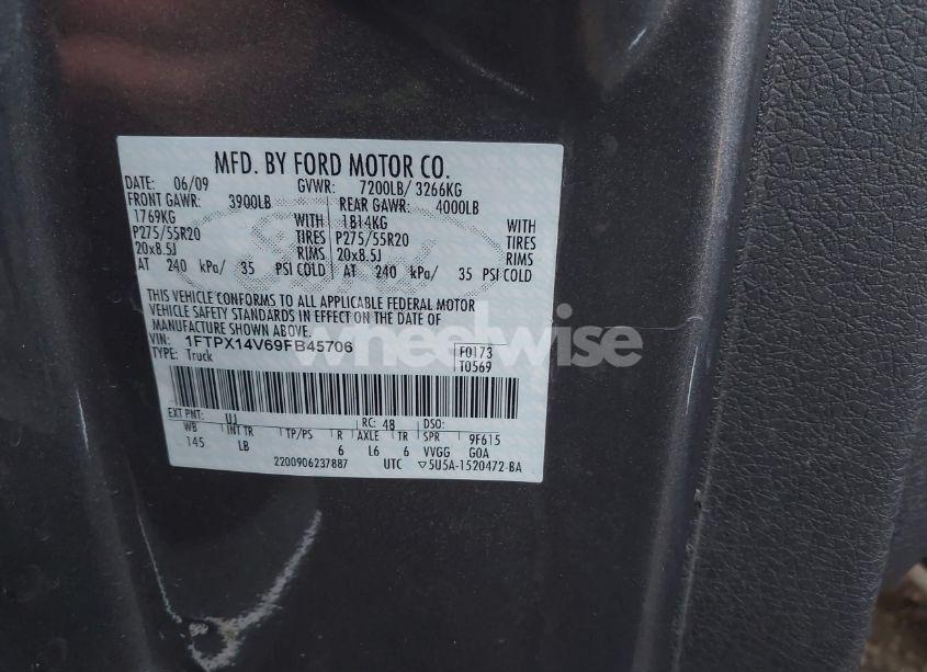 Photo 9 of 2009 Ford F-150 FX4/LARIAT/XL/XLT (VIN 1FTPX14V69FB45706)