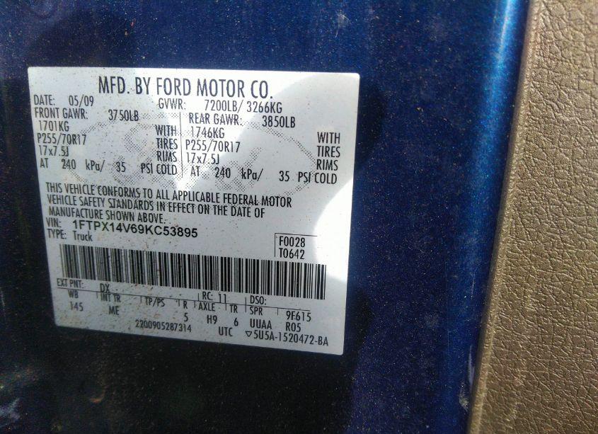 Photo 9 of 2009 Ford F150 SUPER CAB (VIN 1FTPX14V69KC53895)