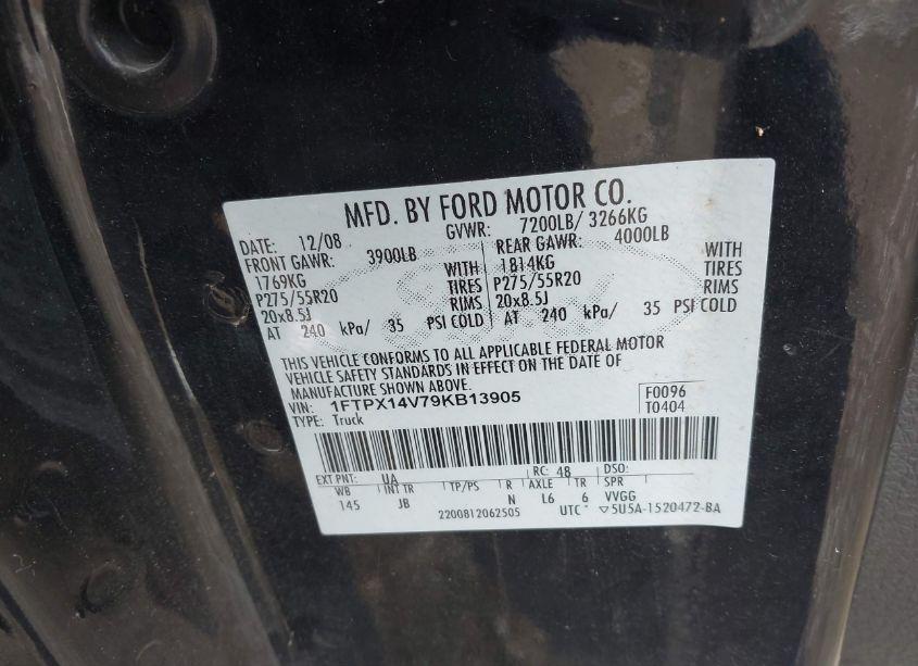 Photo 9 of 2009 Ford F-150 FX4 (VIN 1FTPX14V79KB13905)