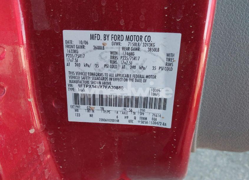 Photo 9 of 2007 Ford F-150 FX4/LARIAT/XL/XLT (VIN 1FTPX14VX7FA30880)