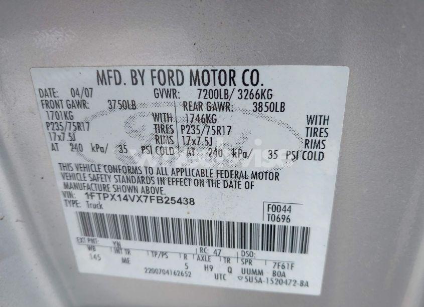 Photo 9 of 2007 Ford F-150 N/A (VIN 1FTPX14VX7FB25438)