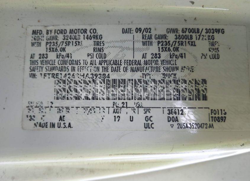 Photo 9 of 2003 Ford E-150 COMMERCIAL (VIN 1FTRE14263HA39384)