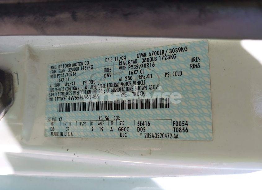 Photo 9 of 2005 Ford E-150 COMMERCIAL/RECREATIONAL (VIN 1FTRE14W65HA61455)