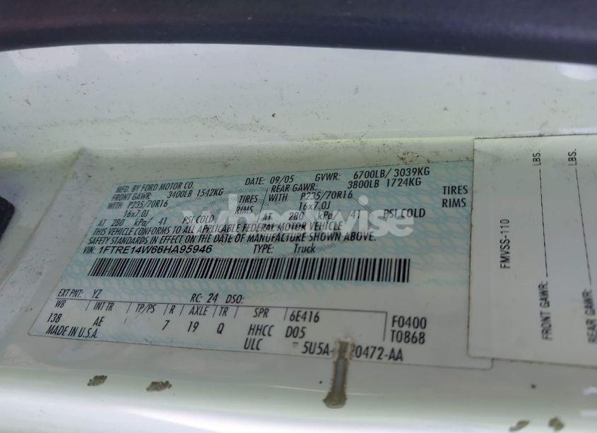 Photo 9 of 2006 Ford E-150 COMMERCIAL/RECREATIONAL (VIN 1FTRE14W66HA95946)