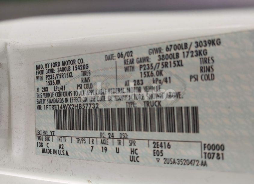 Photo 9 of 2002 Ford E-150 (VIN 1FTRE14WX2HB57732)