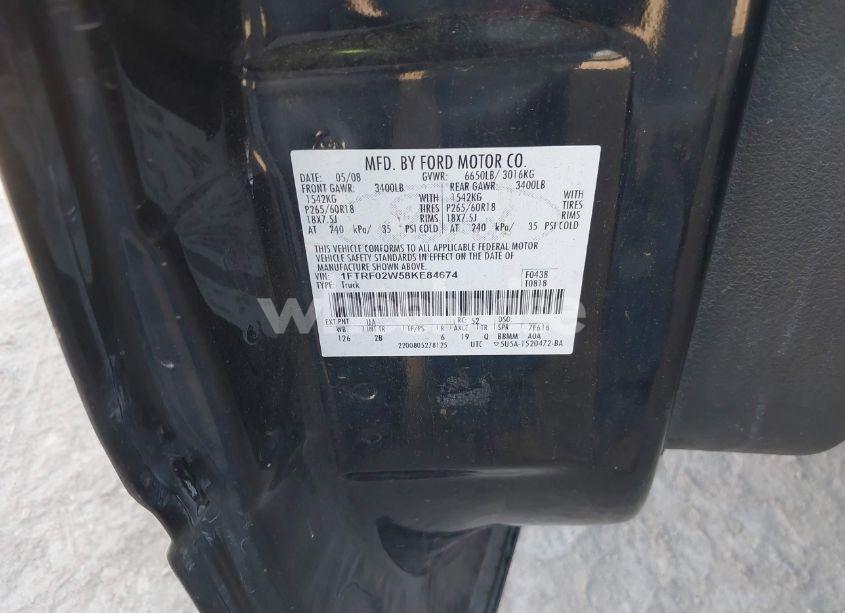 Photo 9 of 2008 Ford F-150 (VIN 1FTRF02W58KE84674)