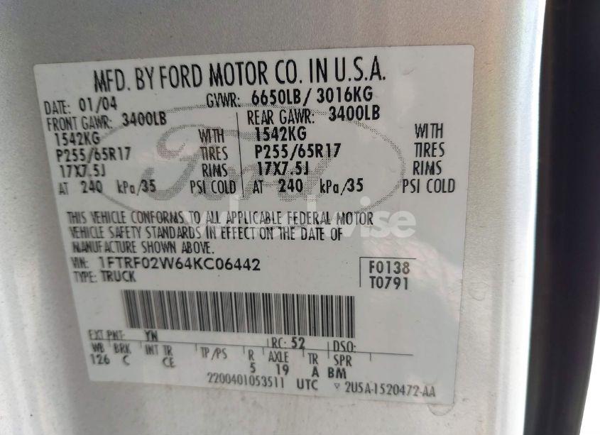 Photo 9 of 2004 Ford F-150 STX/XLT (VIN 1FTRF02W64KC06442)