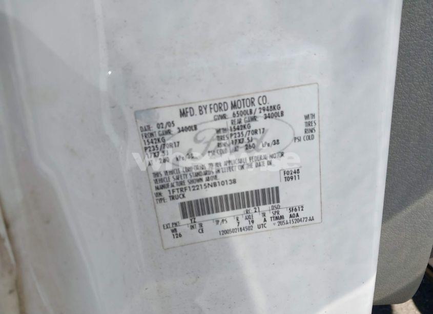 Photo 9 of 2005 Ford F-150 STX/XL/XLT (VIN 1FTRF12215NB10138)