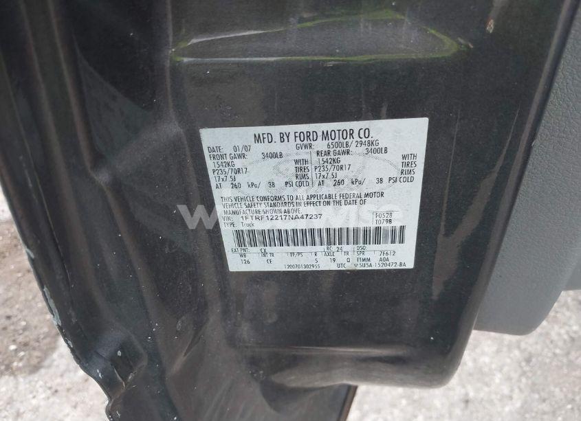 Photo 9 of 2007 Ford F-150 STX/XL/XLT (VIN 1FTRF12217NA47237)