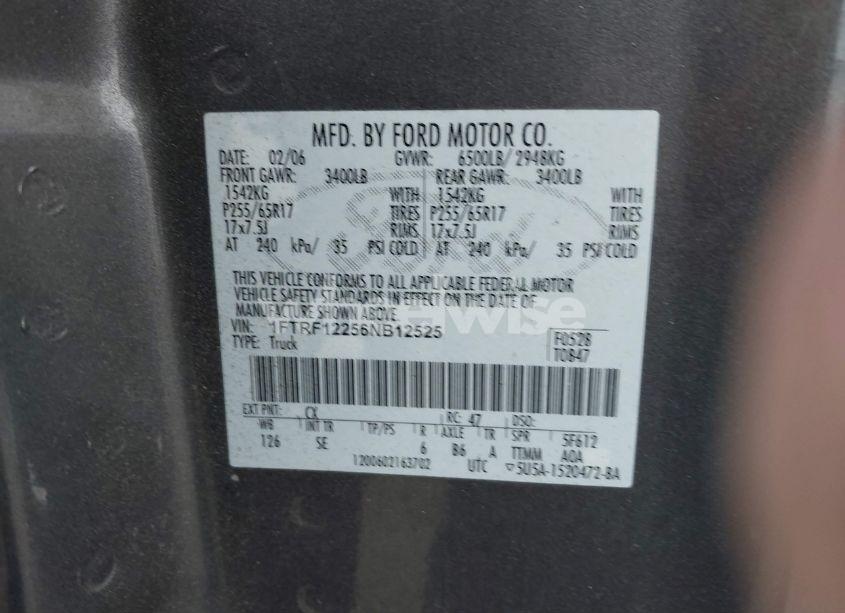 Photo 9 of 2006 Ford F-150 STX/XL/XLT (VIN 1FTRF12256NB12525)