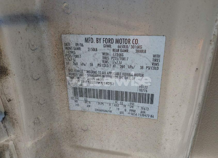 Photo 9 of 2007 Ford F-150 STX/XL/XLT (VIN 1FTRF12257KB14262)