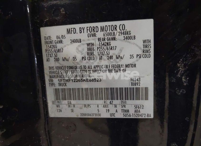 Photo 9 of 2005 Ford F-150 STX/XL/XLT (VIN 1FTRF12265KE88523)