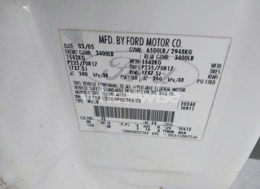 Photo 9 of 2005 Ford F-150 STX/XL/XLT (VIN 1FTRF12265NB36623)