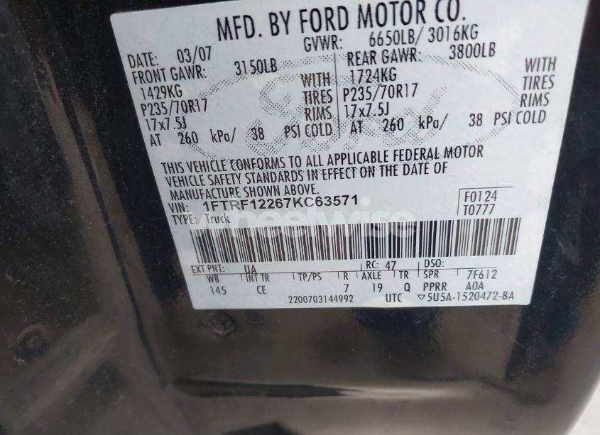 Photo 9 of 2007 Ford F-150 STX/XL/XLT (VIN 1FTRF12267KC63571)