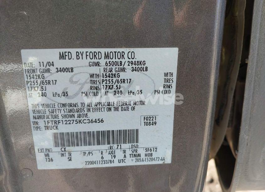 Photo 9 of 2005 Ford F-150 STX/XL/XLT (VIN 1FTRF12275KC36456)