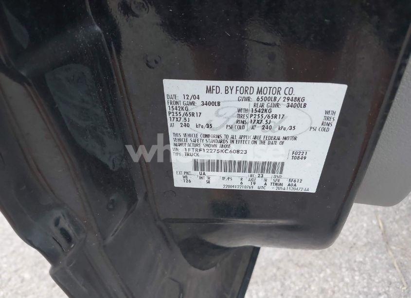 Photo 9 of 2005 Ford F-150 STX/XL/XLT (VIN 1FTRF12275KC60823)