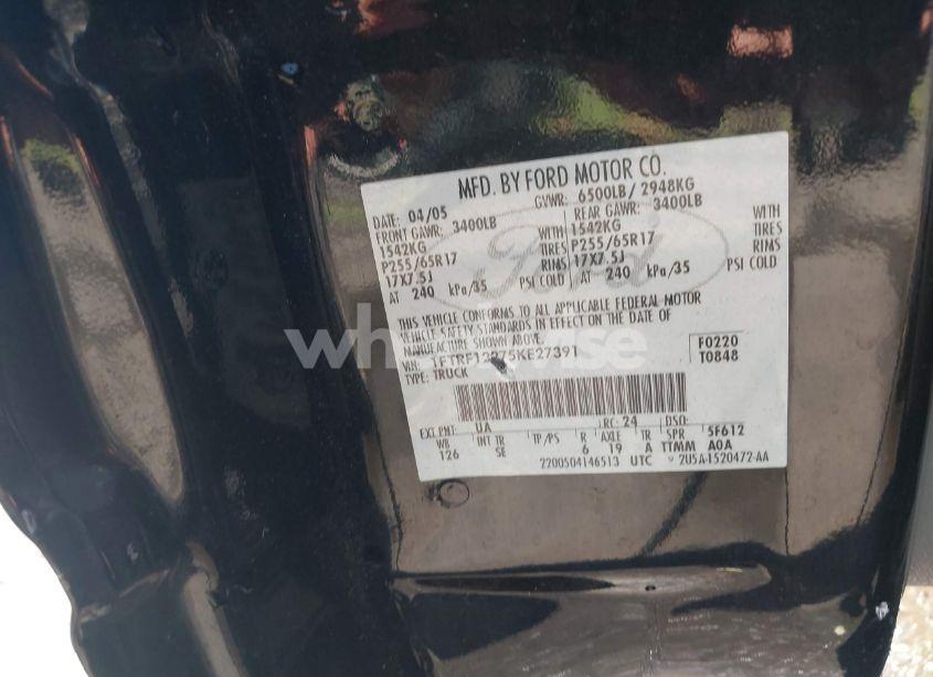 Photo 9 of 2005 Ford F-150 STX/XL/XLT (VIN 1FTRF12275KE27391)