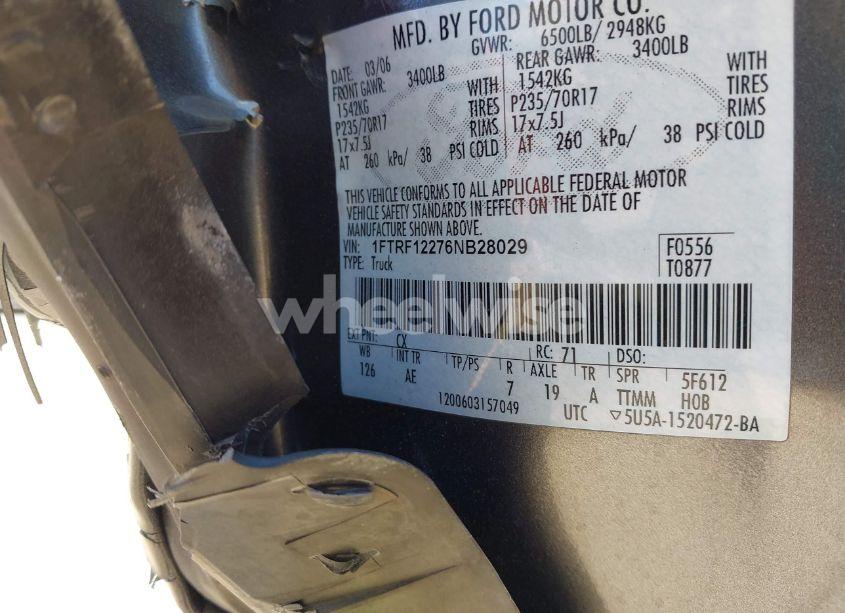 Photo 9 of 2006 Ford F-150 STX/XL/XLT (VIN 1FTRF12276NB28029)