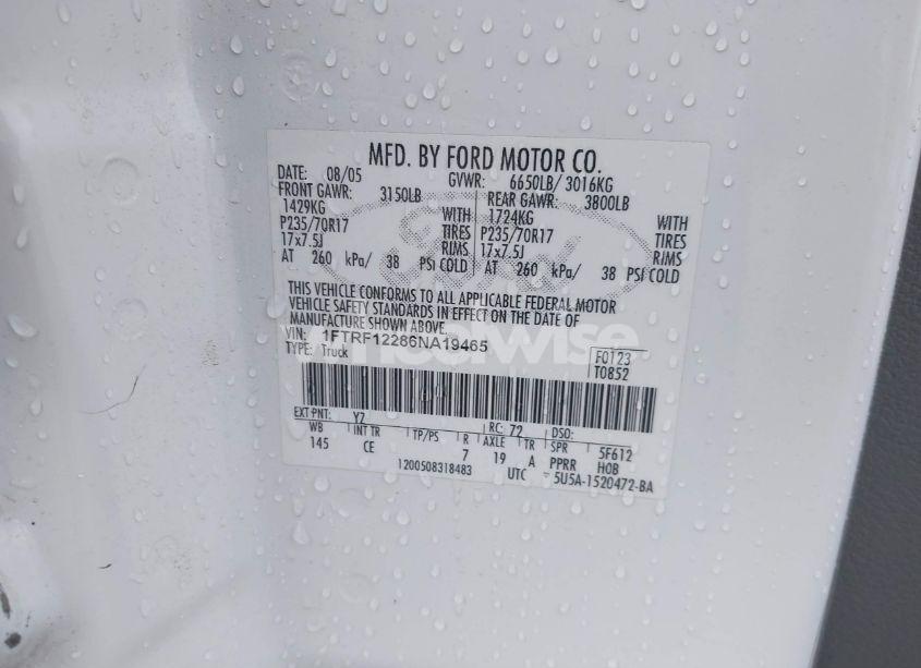 Photo 9 of 2006 Ford F-150 STX/XL/XLT (VIN 1FTRF12286NA19465)