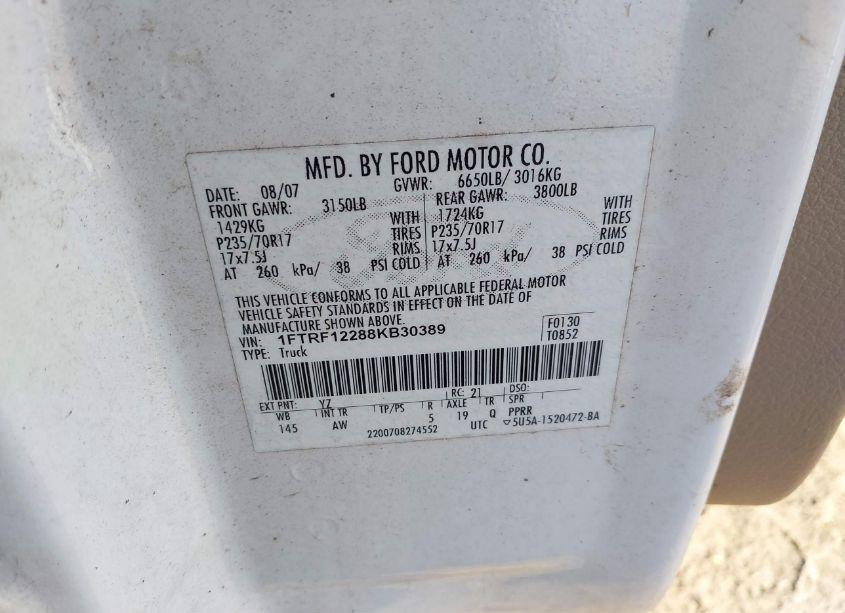 Photo 9 of 2008 Ford F-150 STX/XL/XLT (VIN 1FTRF12288KB30389)