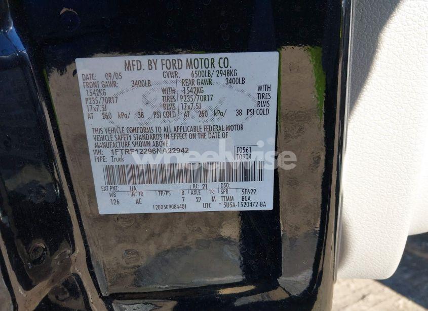 Photo 9 of 2006 Ford F-150 STX/XL/XLT (VIN 1FTRF12296NA22942)