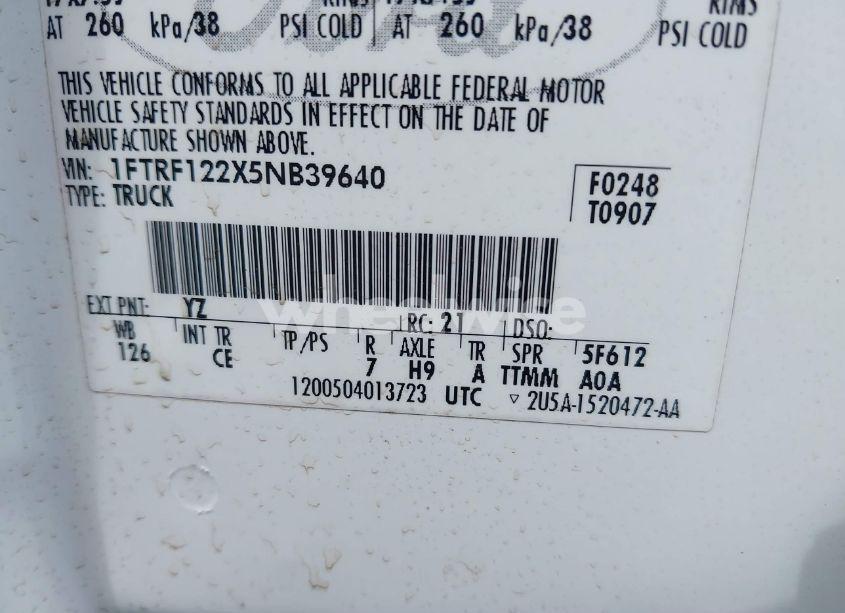 Photo 9 of 2005 Ford F-150 STX/XL/XLT (VIN 1FTRF122X5NB39640)