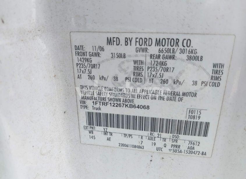 Photo 9 of 2006 Ford F-150 STX/XL/XLT (VIN 1FTRF12W16NA86993)