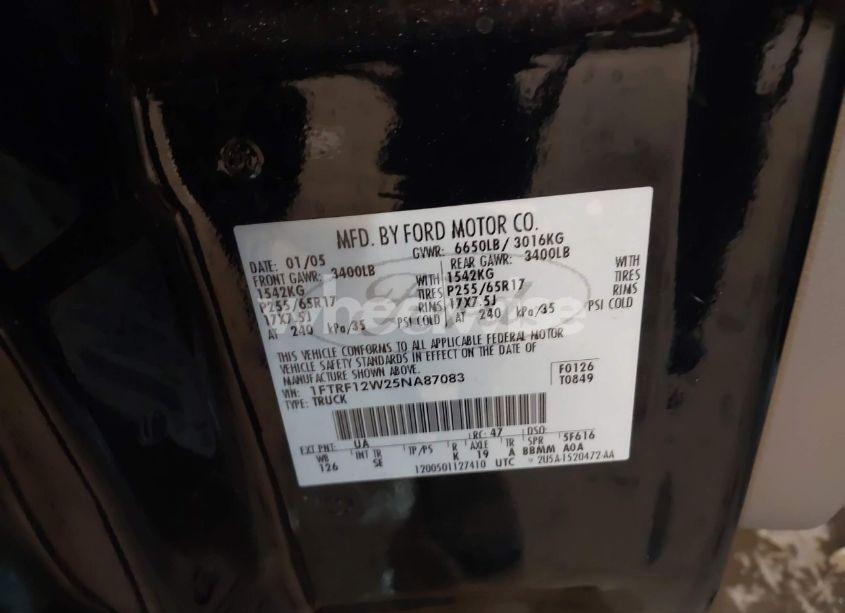 Photo 9 of 2005 Ford F-150 STX/XL/XLT (VIN 1FTRF12W25NA87083)