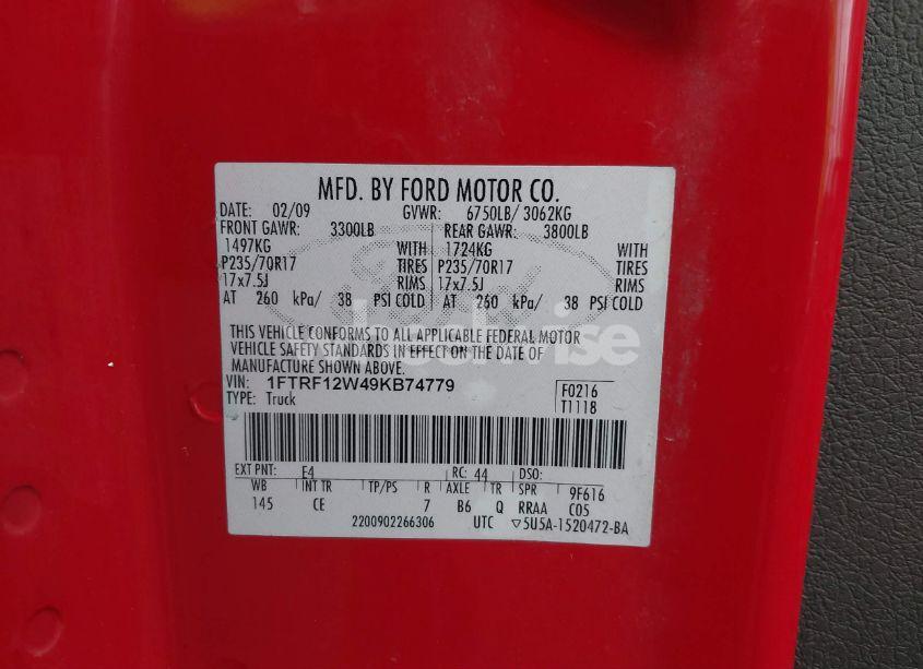 Photo 9 of 2009 Ford F150 N/A (VIN 1FTRF12W49KB74779)