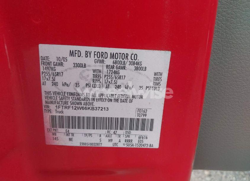 Photo 9 of 2006 Ford F-150 STX/XL/XLT (VIN 1FTRF12W66KB37213)